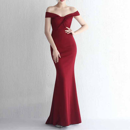 Off the shoulder formal event prom dress women evening ball dress