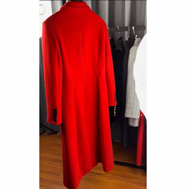 Women winter coat red wool blend double breasted Coat