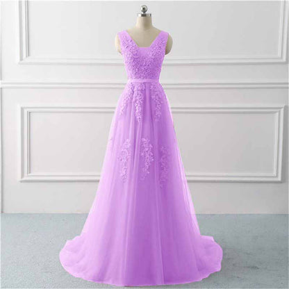 Women's Wedding Dress Bride Lace Applique Evening Dress V Neck Ball Gowns
