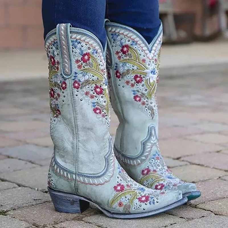Country style cowboy boots for women short boots for bridesmaid dress