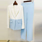 Women's Colorblocked Pantsuit Two Piece White Troubles Set