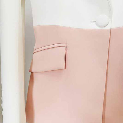 Women's Colorblocked Pantsuit Two Piece White Troubles Set