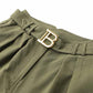 Women's Army Green Pantsuit +High Waisted Two Piece Pants Set Suits With Belt