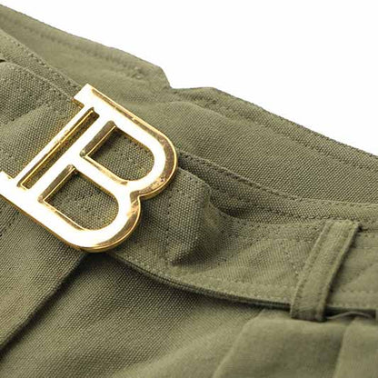 Women's Army Green Pantsuit +High Waisted Two Piece Pants Set Suits With Belt