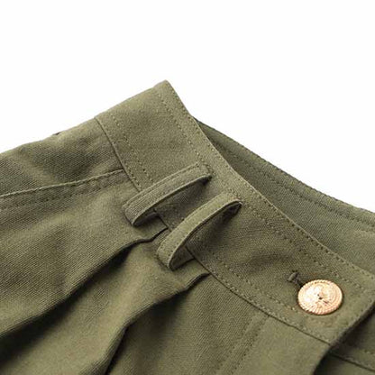 Women's Army Green Pantsuit +High Waisted Two Piece Pants Set Suits With Belt