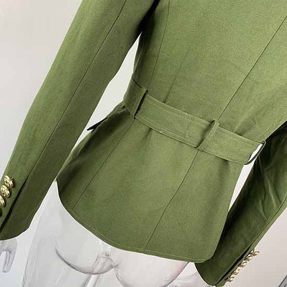 Women's Army Green Pantsuit +High Waisted Two Piece Pants Set Suits With Belt