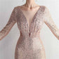 Women's Shinny Sequin Mermaid Evening Dress Sleeve Prom Gown