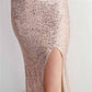 Women's Shinny Sequin Mermaid Evening Dress Sleeve Prom Gown