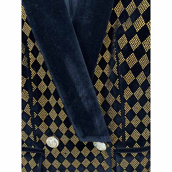 Women's jacket Luxury Heavy Work Beaded Diamond collar velvet blazer coat