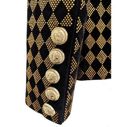 Women's jacket Luxury Heavy Work Beaded Diamond collar velvet blazer coat