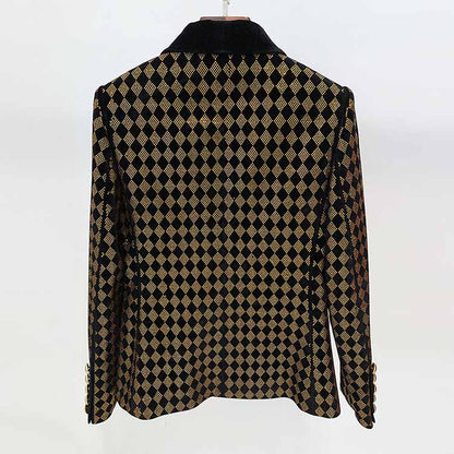 Women's jacket Luxury Heavy Work Beaded Diamond collar velvet blazer coat