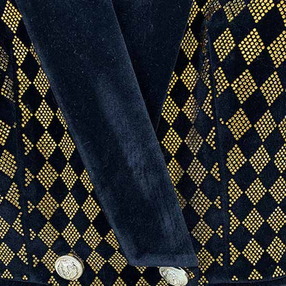 Women's jacket Luxury Heavy Work Beaded Diamond collar velvet blazer coat