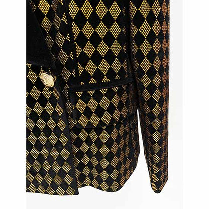 Women's jacket Luxury Heavy Work Beaded Diamond collar velvet blazer coat