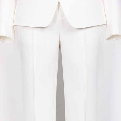 Women's Belted Pant Suit White Double Beasted Two Piece Business Set
