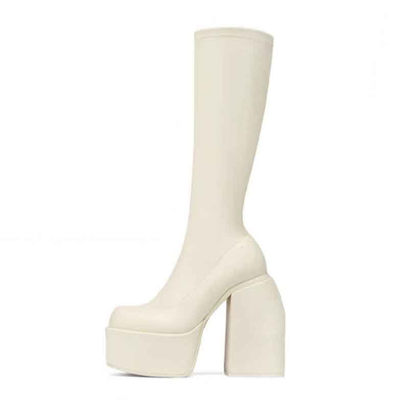 Wide Fit Mid Heel Sock Knee Boots