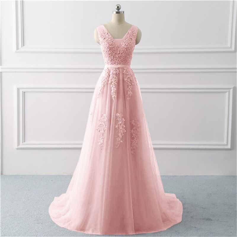 Women's Wedding Dress Bride Lace Applique Evening Dress V Neck Ball Gowns