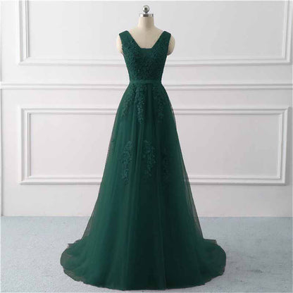 Women's Wedding Dress Bride Lace Applique Evening Dress V Neck Ball Gowns