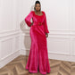 Women's plus size Velvet Mermaid Rosy Prom Dress Long Evening Party Dresses