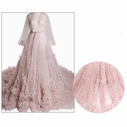 Illusion Long Lingerie Tulle Robe Nightgown Bathrobe Sleepwear Bridal Robe Wedding Scarf
