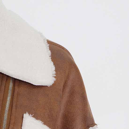 Women's Wool Liner Jacket Zip Up Faux Oversized Short Coat Jacket