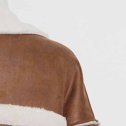 Women's Wool Liner Jacket Zip Up Faux Oversized Short Coat Jacket