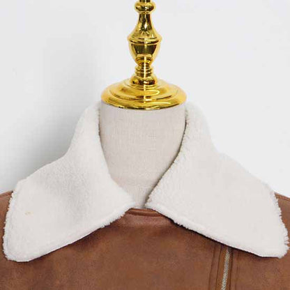 Women's Wool Liner Jacket Zip Up Faux Oversized Short Coat Jacket