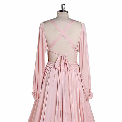 Long Gown Flared Long Sleeve Maxi Maternity Dress