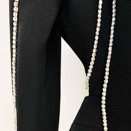 Bell Bottom Pants Suit Set With Black Blazer Hollow Out Fashion Sets