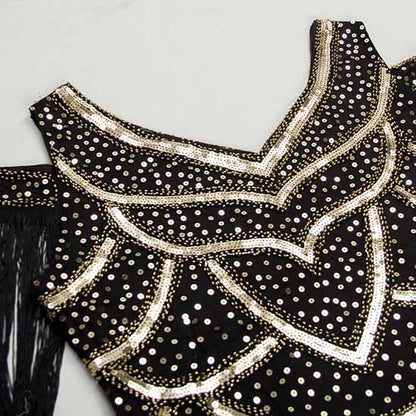 Womens 1920s Flapper Dress Vintage Long Fringe Beaded Dress