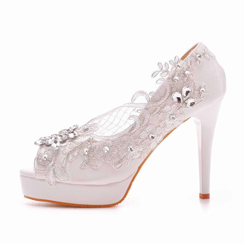 Womens Open Toe Lace Wedding Shoes Bridal Platform Sandals – SD ...