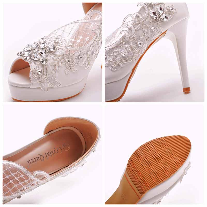 Womens Open Toe Lace Wedding Shoes Bridal Platform Sandals