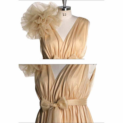 Maternity Mesh Flower Dress Sleeveless Gown