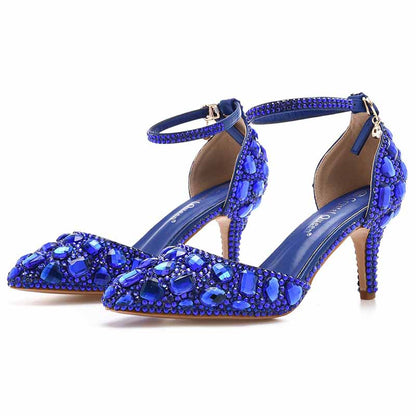 Women's Stiletto High Heel Crystal Pumps Bridal Wedding Evening Party Heels