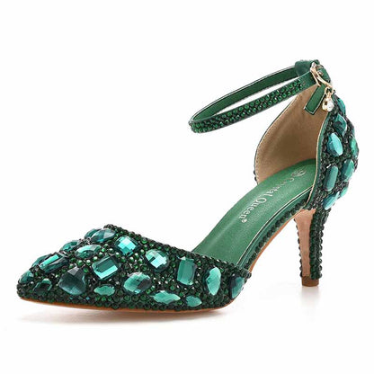 Women's Stiletto High Heel Crystal Pumps Bridal Wedding Evening Party Heels