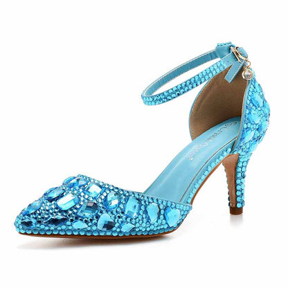 Women's Stiletto High Heel Crystal Pumps Bridal Wedding Evening Party Heels