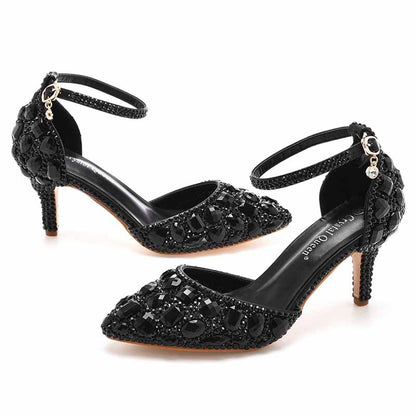 Women's Stiletto High Heel Crystal Pumps Bridal Wedding Evening Party Heels