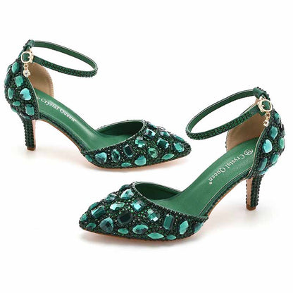 Women's Stiletto High Heel Crystal Pumps Bridal Wedding Evening Party Heels