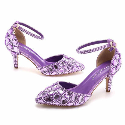 Women's Stiletto High Heel Crystal Pumps Bridal Wedding Evening Party Heels