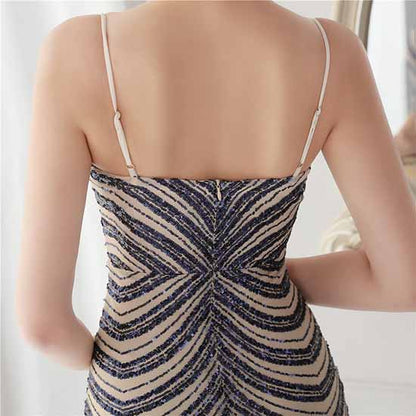 Women Shiny Sleeveless Formal Evening Dresses Spaghetti Strap Ball Gown S-4XL