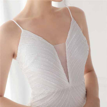 Women Shiny Sleeveless Formal Evening Dresses Spaghetti Strap Ball Gown S-4XL