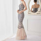 Women Shiny Sleeveless Formal Evening Dresses Spaghetti Strap Ball Gown S-4XL