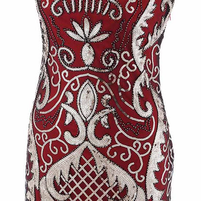 Women's Flapper Dresses 1920s V Neck Beaded Fringed Great Gatsby Dress