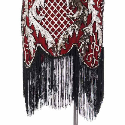 Women's Flapper Dresses 1920s V Neck Beaded Fringed Great Gatsby Dress