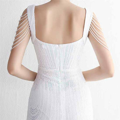 Women's Sexy Bodycon Sequin Gown Evening Dress with Slit