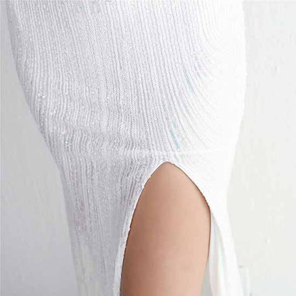 Women's Sexy Bodycon Sequin Gown Evening Dress with Slit