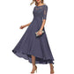 Women's Floral Lace 2/3 Sleeves Bridesmaid Dress Formal Maxi Dress