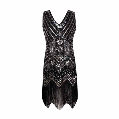 Kid's Sequin Embellished Fringed Flapper Dress Costume
