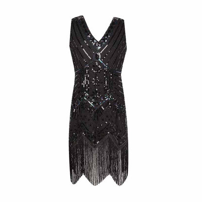 Kid's Sequin Embellished Fringed Flapper Dress Costume