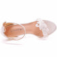 Women White lace Ankle Strap High Heel Sandals Stiletto Heels Peep Toe Shoes