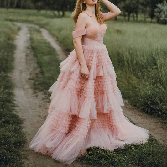 Flare Ruffles Tulle Robe Maternity Gown for Photo Shoot Long Sheer Off Shoulder Dressing Gown
